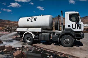 UN tanker truck offloading the raw sewage of MINUSTAH Peacekeepers at Morne a Cabrit sewage treatment plant in January 2013. Photo: Isabeau Doucet